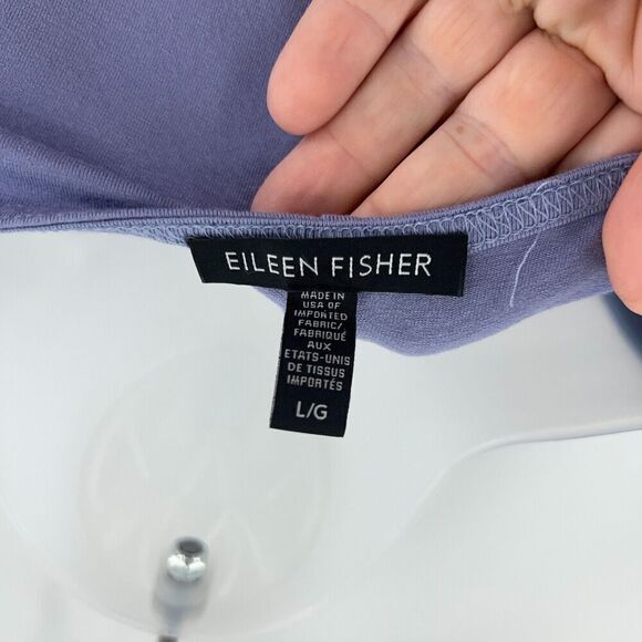 Eileen Fisher System Blouse Women's Size Large Blue Long Sleeve Relaxed Stretchy - Picture 9 of 10